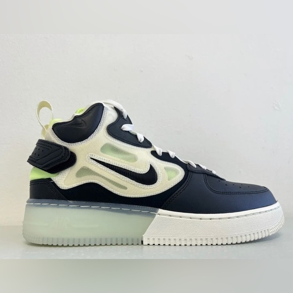 Nike Air Force 1 Mid React Sail Black Ghost Green Men's Size 9.5 - Picture 2 of 11